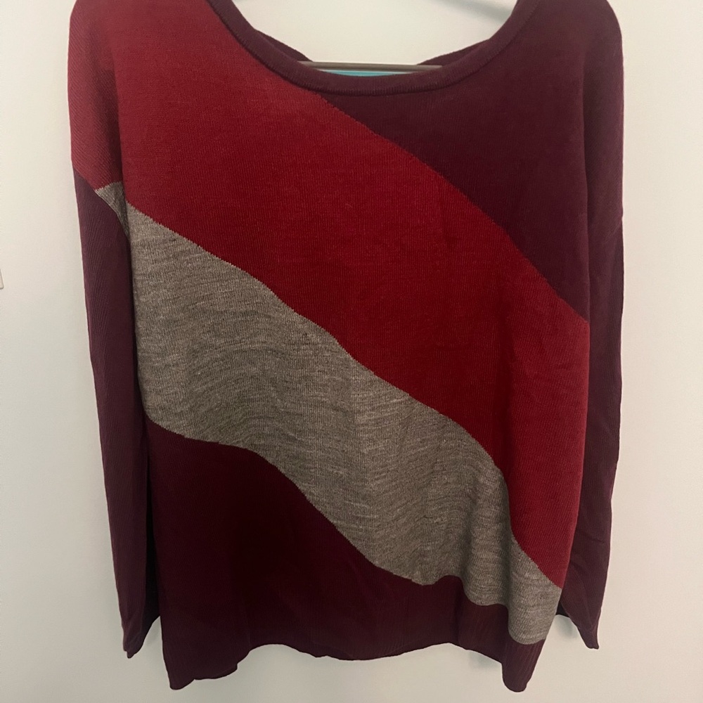 New York & Company Burgundy and Grey Colorblock Sweater size XXL NWT